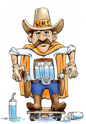 Cartoon: Cowboy Water Caddy Illustration (medium) by karlwimer tagged basketball,water,carrier,caddy,illustration,sports