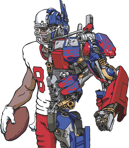 Cartoon: Optimus Pryor (medium) by karlwimer tagged transformer,terrelle,pryor,optimus,prime,football,american,quarterback,receiver,sports,robot