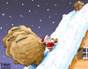 Cartoon: Santa Ascent (small) by karlwimer tagged santa,business,economy,market,stockmarket,retail,christmas,karlwimer,rooftop