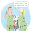 Cartoon: Schnauze halten! (small) by droigks tagged tierarzt,tiermedizin,tierheilkunde,veterinärmedizin,gesundheit,krankheit,behandlung,hund,impfung,ansage,aufforderung,assistentin