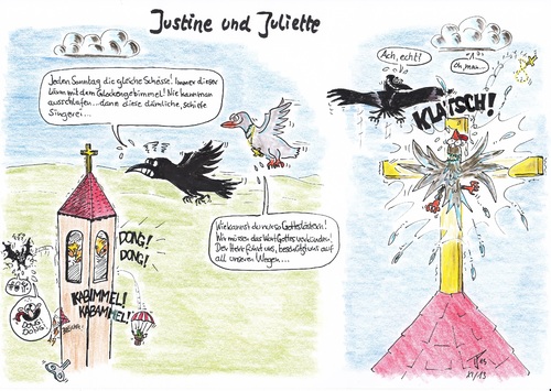 Cartoon: Justine und Juliette (medium) by Tom13thecat tagged glaube,religion