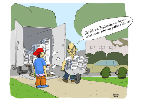 Cartoon: Analog hat Zukunft (medium) by darkplanet tagged google,print,tradition,analog,digital,papier