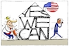 Cartoon: bye bye obama (small) by leopold maurer tagged trump,obama,usa,abschied,präsident,aufbauen,abbauen,zerstören,presslufthammer