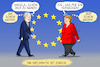 Cartoon: EU Gipfel USA (small) by leopold maurer tagged eu,usa,gipfel,biden,merkel,diplomatie,präsident,kanzlerin,deutschland,gespräche,strafzölle,politikerinnen