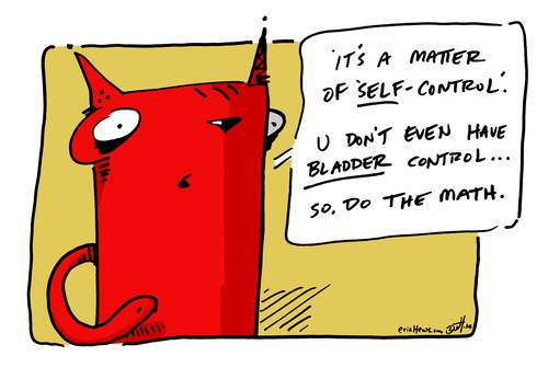 Cartoon: a matter of self-control (medium) by ericHews tagged kid,child,cat,control,self,bladder,undeveloped,immature