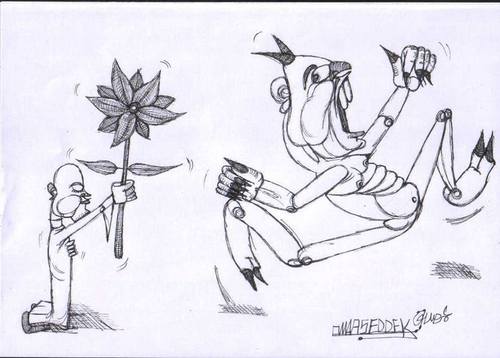 Cartoon: Beauty saves the world (medium) by omar seddek mostafa tagged beauty,saves,the,world