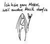 Cartoon: Mettel hörn (small) by timfuzius tagged metal,rock,haare,matte,kutte,pommesgabel,wacken,headbanging