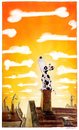 Cartoon: Abendstimmung (small) by markus-grolik tagged hund hunde hundehimmel abend sonnenuntergang sonne dächer kamin schornstein dog doggie hündchen puppie dalmatiner traum knochen knochenhart wolkenlandschaft sehnsucht