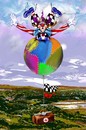Cartoon: das Fliegen (small) by petwall tagged fliegen,clown,ballon,kick,sehnsucht