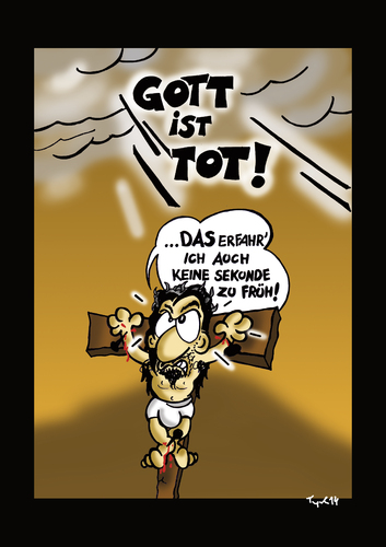 Cartoon: God Is Dead? (medium) by Marcus Trepesch tagged jesud,god,crucifixion,love,religion,golgotha,gag,cartoon