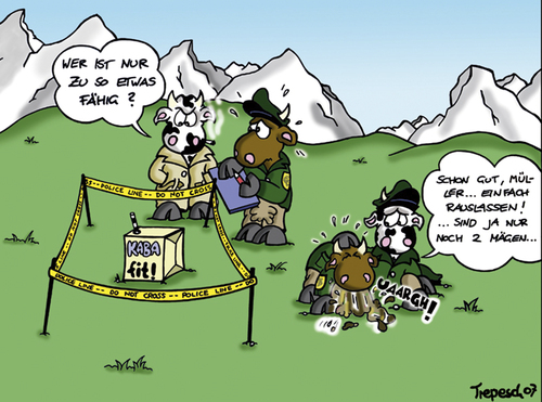 Cartoon: Kaba (medium) by Marcus Trepesch tagged cows,cartoon,nature,police,cops