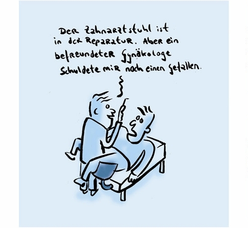 Cartoon: Beim Zahnarzt (medium) by Ludwig tagged gynäkologe,zahnarzt,gynecologist,dentists,chair