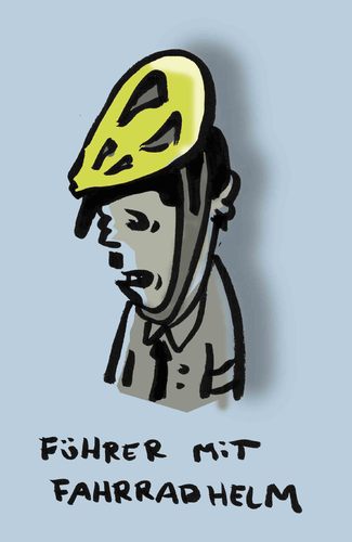 Cartoon: Führer mit Fahrradhelm (medium) by Ludwig tagged hiltler,adolf,führer,fahrradhelm,weltkrieg,nazi,faschist,kopfschutz,bicycle,helmet,cycle,the,fuehrer