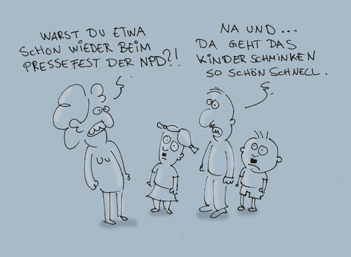 Cartoon: Führerlose Kinder (medium) by Ludwig tagged nazi,fuehrer,hitler,kinder,schminken,kinderschminken,pressefest,npd,nationalismus,neonazis
