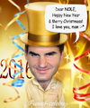 Cartoon: Happy New Year by Roger Federer (small) by funny-celebs tagged rogerfederer,nole,novakdjokovic,happynewyear,tennis,2016