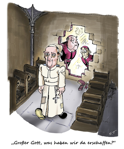 Cartoon: Fran-ken-ziskus (medium) by Simpleton tagged papst,franziskus,frankenstein,monster,kardinäle,kurie,reformen