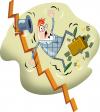 Cartoon: ausrutscher (small) by schuppi tagged rutsch,ausrutscher,fallen,absturz,gefahr,chart,vermögen,geld,finanzen