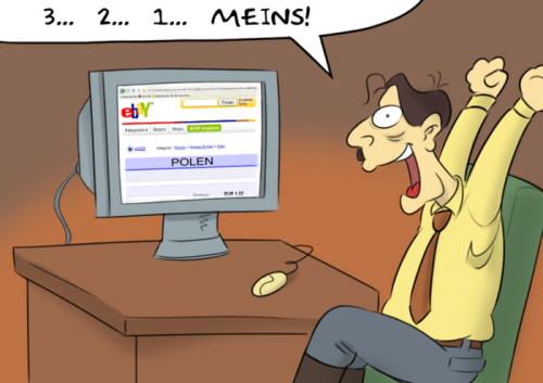 Cartoon: Fünf Uhr Fünfundvierzig (medium) by Rob tagged ebay,adolf,hitler,polen,poland,internet,web