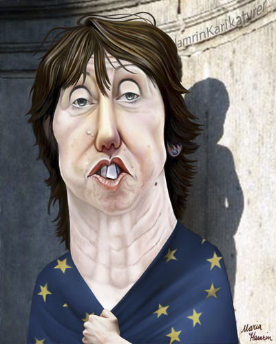 Cartoon: Catherine Ashton. (medium) by Maria Hamrin tagged ukraine,barrosso,rompuy,waldner,ferro,soland,leader,eu,labour