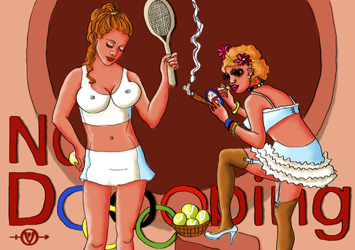 Cartoon: No Doping (medium) by PuzzleVisions tagged brazil,brasilien,doping,competition,wettkampf,sport,janeiro,de,rio,tennis,spiele,olympische,2016,olympia,puzzlevisions