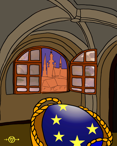 Cartoon: Prager Fruehlingserwachen (medium) by PuzzleVisions tagged europe,europa,euro,castle,zeman,hradshin,hrad,puzzlevisions,vadis,quo,wakeup,spring,prague,frühling,fruehlingserwachen,prag
