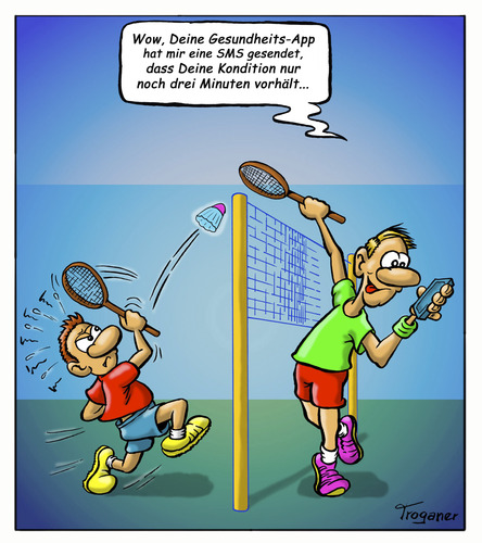 Cartoon: Badminton 2.0 (medium) by Troganer tagged badminton,sport,app