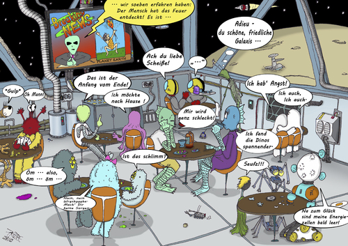 Cartoon: breaking news (medium) by pierre-cda tagged universum,entwicklung,umwelt,mensch,erde,welt