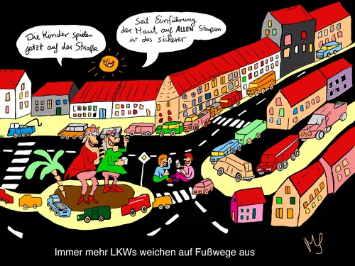 Cartoon: Maut (medium) by Maddn tagged maut,auf,allen,straßen,deutschland,lkw,pkw,infrastrukturabgabe