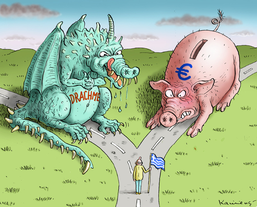 Cartoon: Drachme vs Euro (medium) by marian kamensky tagged alexis,tsipras,griechenland,rettungsschirm,eu,griechowestern,alexis,tsipras,griechenland,rettungsschirm,eu,griechowestern