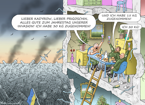 Cartoon: JAHRESTAG DER INVASION (medium) by marian kamensky tagged jahrestag,der,ukraine,invasion,jahrestag,der,ukraine,invasion