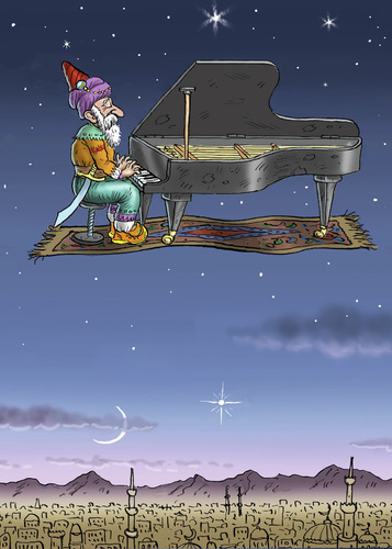 Cartoon: PIANO IN ISLAM (medium) by marian kamensky tagged piano,in,islam,piano,in,islam