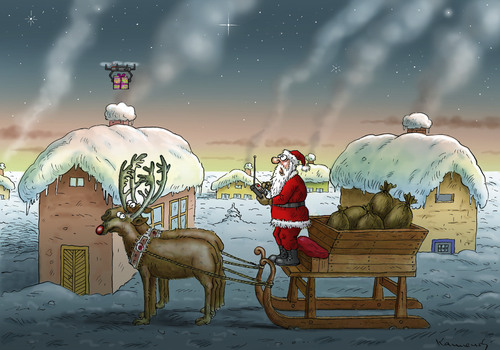 Cartoon: Vollbedröhnter Santa Klaus (medium) by marian kamensky tagged santa,klaus,drohnen,amazon,santa,klaus,drohnen,amazon