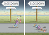 Cartoon: 2 LOCKDOWN (small) by marian kamensky tagged coronavirus,epidemie,gesundheit,panik,stillegung,george,floyd,twittertrump,pandemie