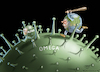 Cartoon: ALPHA UND OMEGA (small) by marian kamensky tagged curevac,testzentren,corona,impfung,pandemie,booster,baerbock,omikron,impfpflicht