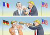 Cartoon: DIPLOMAT TRUMP (small) by marian kamensky tagged merkel,macron,reformen,eu,frankreich,trump,iran,atomdeal,rohani