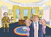 Cartoon: THE BANN ON ! (small) by marian kamensky tagged obama,trump,präsidentenwahlen,usa,baba,vanga,republikaner,inauguration,demokraten,wikileaks,faschismus