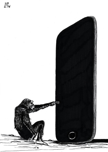 Cartoon: iPhone 6 Space Odyssey (medium) by paolo lombardi tagged phone
