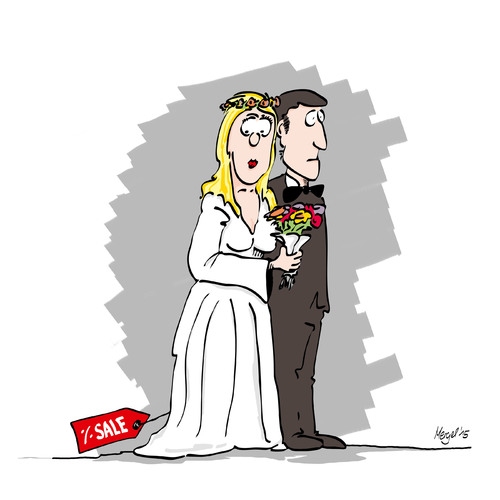 Cartoon: Braut (medium) by Mergel tagged marriage,hochzeit,braut,brautpaar,sale,schlußverkauf,heirat,partnerschaft