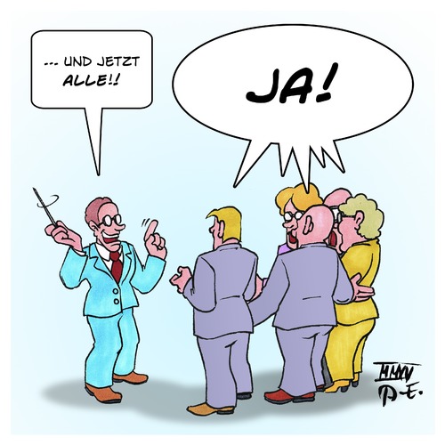 Cartoon: Generalprobe Wahl (medium) by Timo Essner tagged cdu,spd,abstimmung,wahl,abweichler,cdu,spd,abstimmung,wahl,abweichler