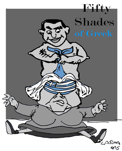 Cartoon: 50 Shades of... (medium) by Carma tagged greece,tsipras,alexis,merkel,angela,grey,of,shades,50,germany