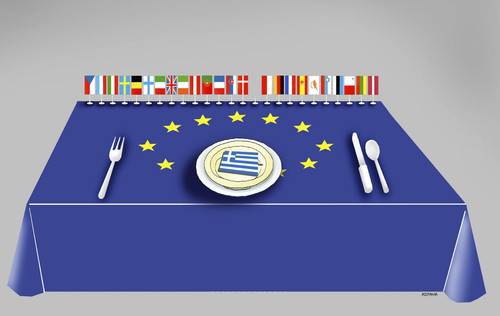 Cartoon: greeobed (medium) by Lubomir Kotrha tagged greece,eu,referendum,syriza,tsipras,ecb,reforms,money,debt,euro