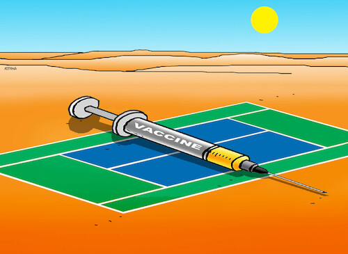 Cartoon: tensiet22 (medium) by Lubomir Kotrha tagged tennis,vaccine,novak,djokovic,australia,tennis,vaccine,novak,djokovic,australia