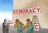 Cartoon: demoracyc (small) by Lubomir Kotrha tagged democracy,world,people,war,peace