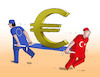 Cartoon: euroturek (small) by Lubomir Kotrha tagged turkish,lira,the,fall,turkey,usa,dollar,euro