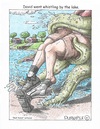 Cartoon: david and the octopus (small) by armadillo tagged david,lake,octopus,grabbed,water