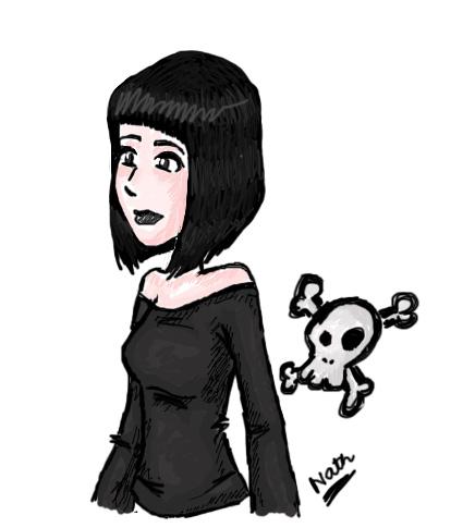Cartoon: Gothic (medium) by naths tagged gothic,girl,skull