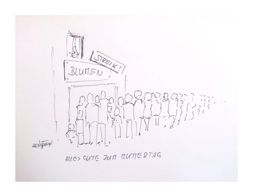 Cartoon: Muttertag 2015 (medium) by Jori Niggemeyer tagged niggemeyer,blumen,zeichen,mindestlohn,floristengewerkschaft,muttertag,streik,joricartoon,cartoon