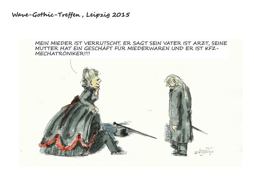Cartoon: Schon Mieder (medium) by Jori Niggemeyer tagged wave,gothic,treffen,leipzig,2015,schwarze,szene,niggemeyer,joricartoon,cartoon