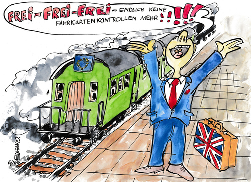 Cartoon: Zug abgefahren (medium) by thomasH tagged eu,brexit,großbritannien,referendum,austritt,europäische,union