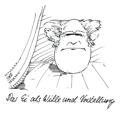 Cartoon: philoei (medium) by Andreas Prüstel tagged ostern,ei,arthur,schopenhauer,philosoph,philosophie,bühne,theater,vorstellung,cartoon,karikatur,andreas,pruestel